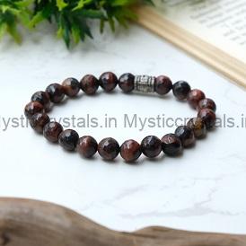 Red Tiger Eye Diamond Cut Bracelet