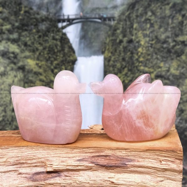 Relationship Healing Rose Quartz Pair Mandarian Duck - Image 3