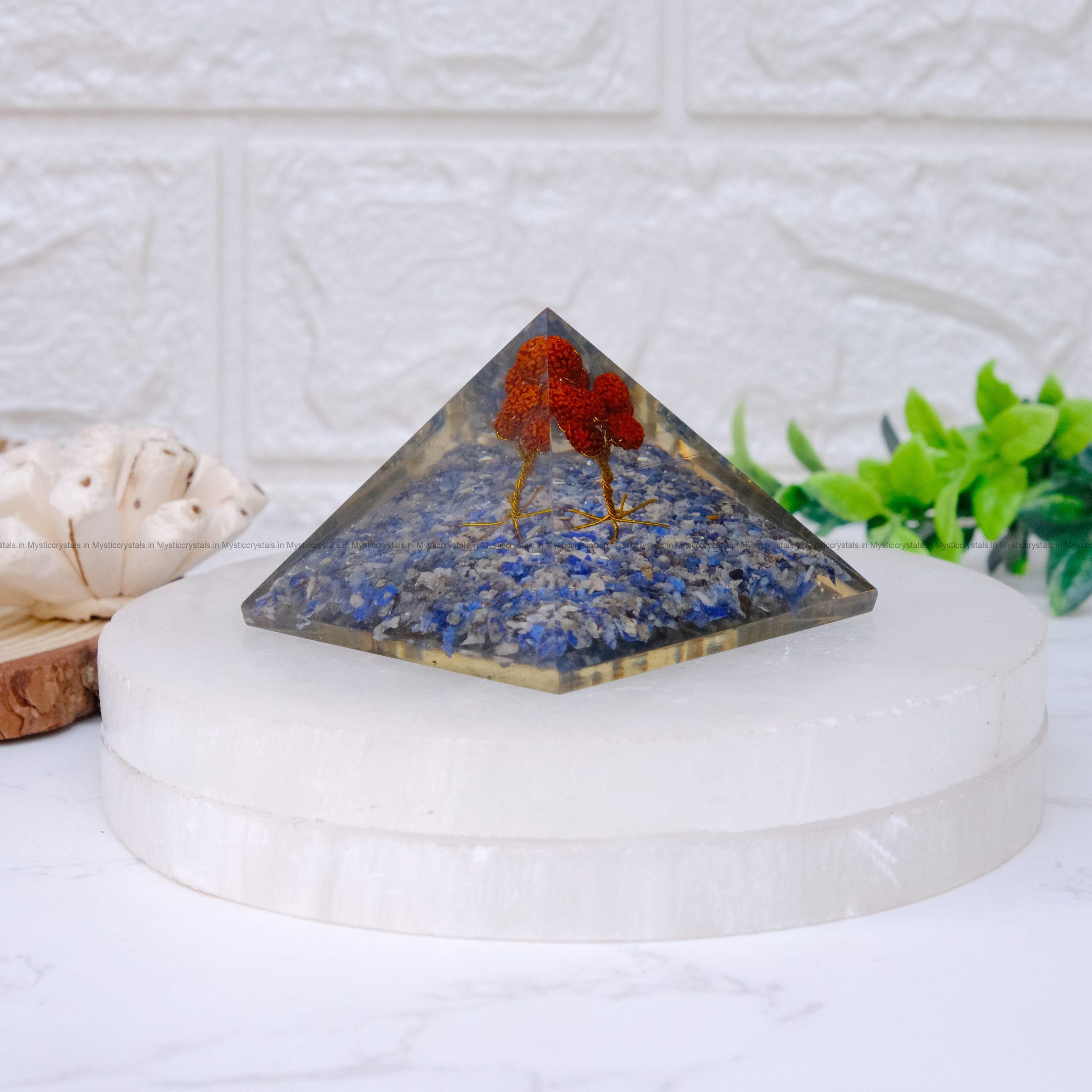 Lapis Lazuli With Rudraksha tree Orgone Pyramid