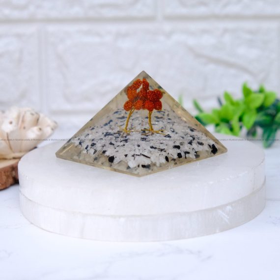 Rainbow Moonstone With Rudraksha Tree Orgone Pyramid