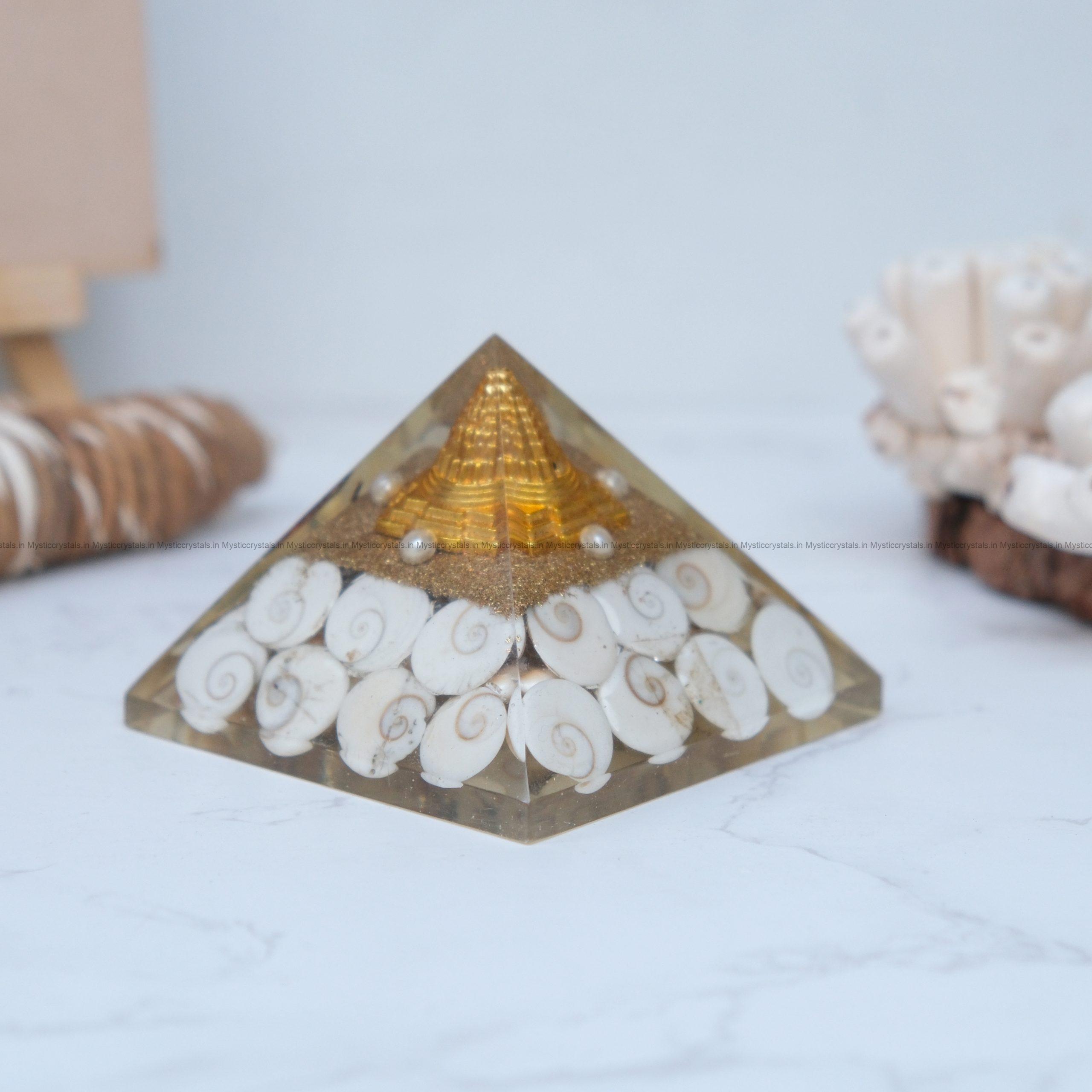 Gomti Chakra With Shree Yantra Orgonite Pyramid - Image 2
