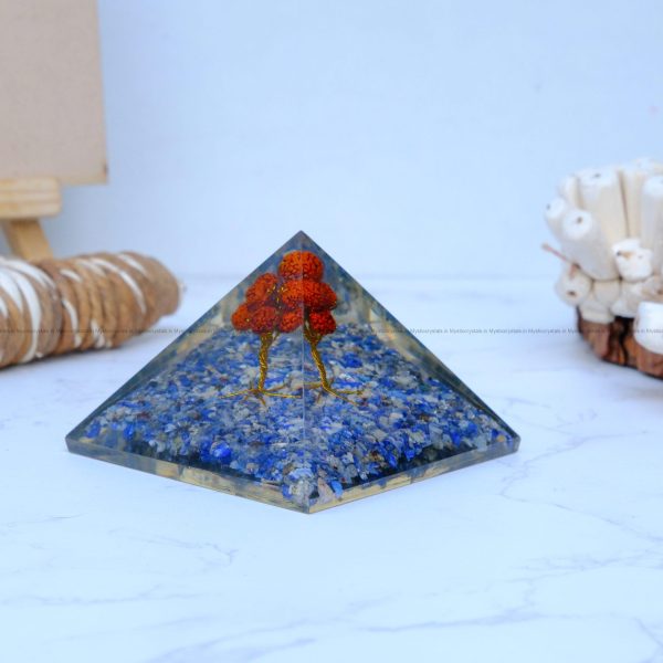 Lapis Lazuli With Rudraksha tree Orgone Pyramid - Image 3