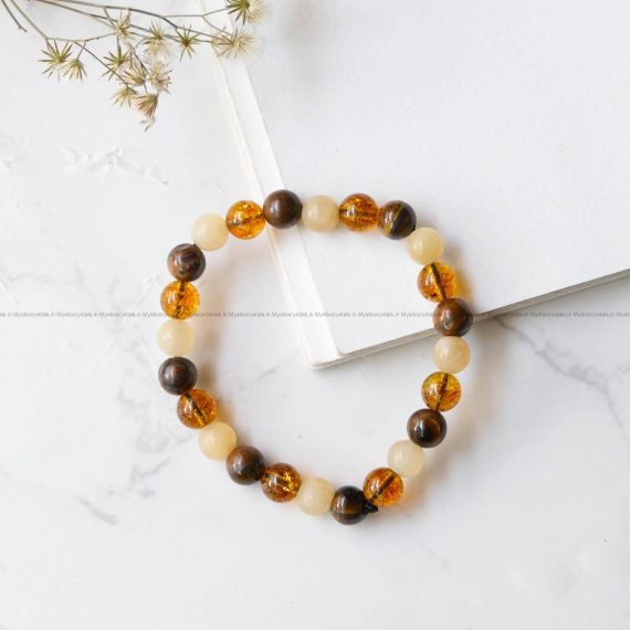 Natural Healing Crystal stone 8 mm unisex Bead Bracelet for energizing Planet JUPITER