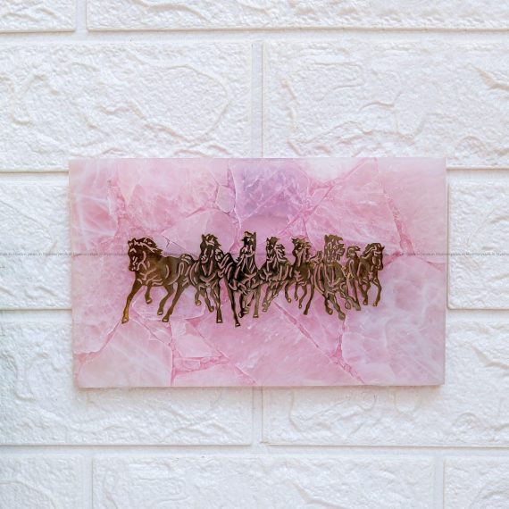 Rose Quartz 7 horse wall hanging