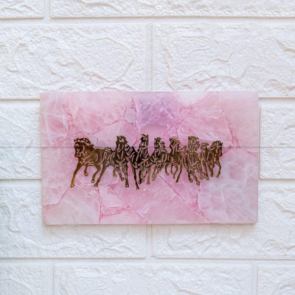 Rose Quartz 7 horse wall hanging