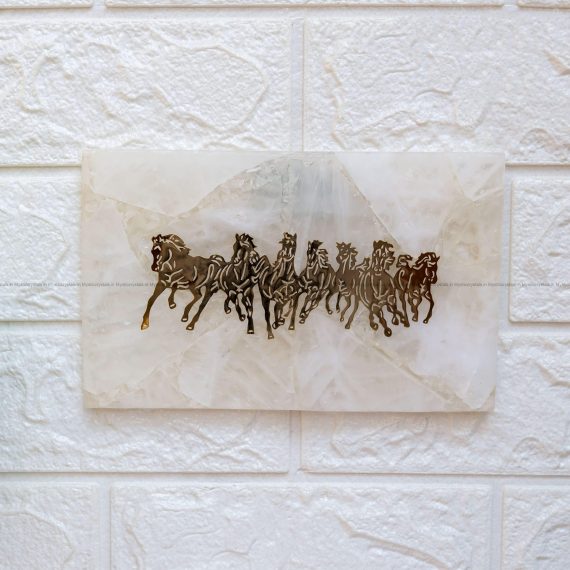 Running Horses Clear Quartz Wall Hanging