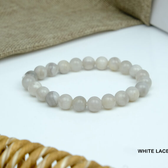 White Lace Agate Crystal Bracelet