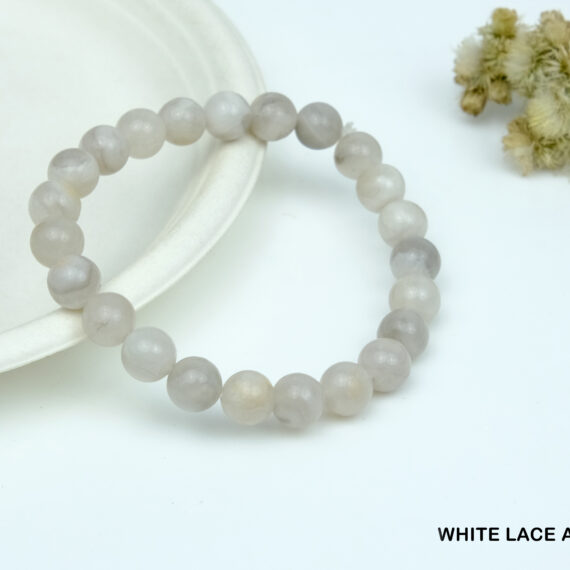 White Lace Agate Crystal Bracelet