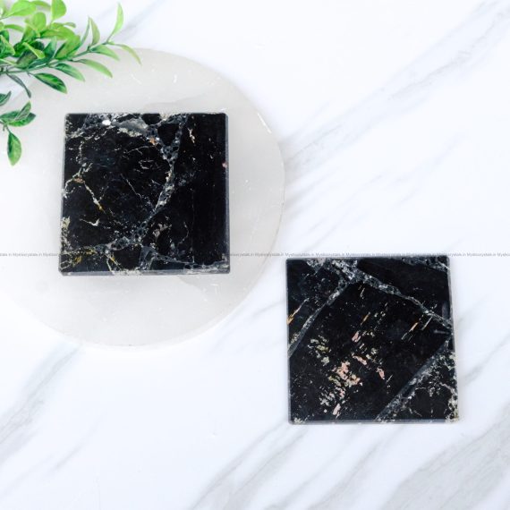 Black Tourmaline Square Coaster