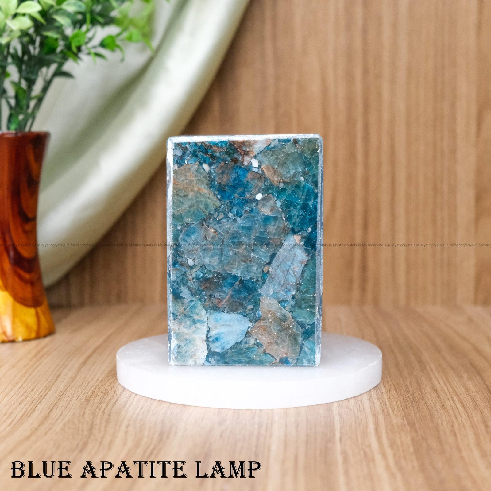 Blue Apatite Crystal Lamp