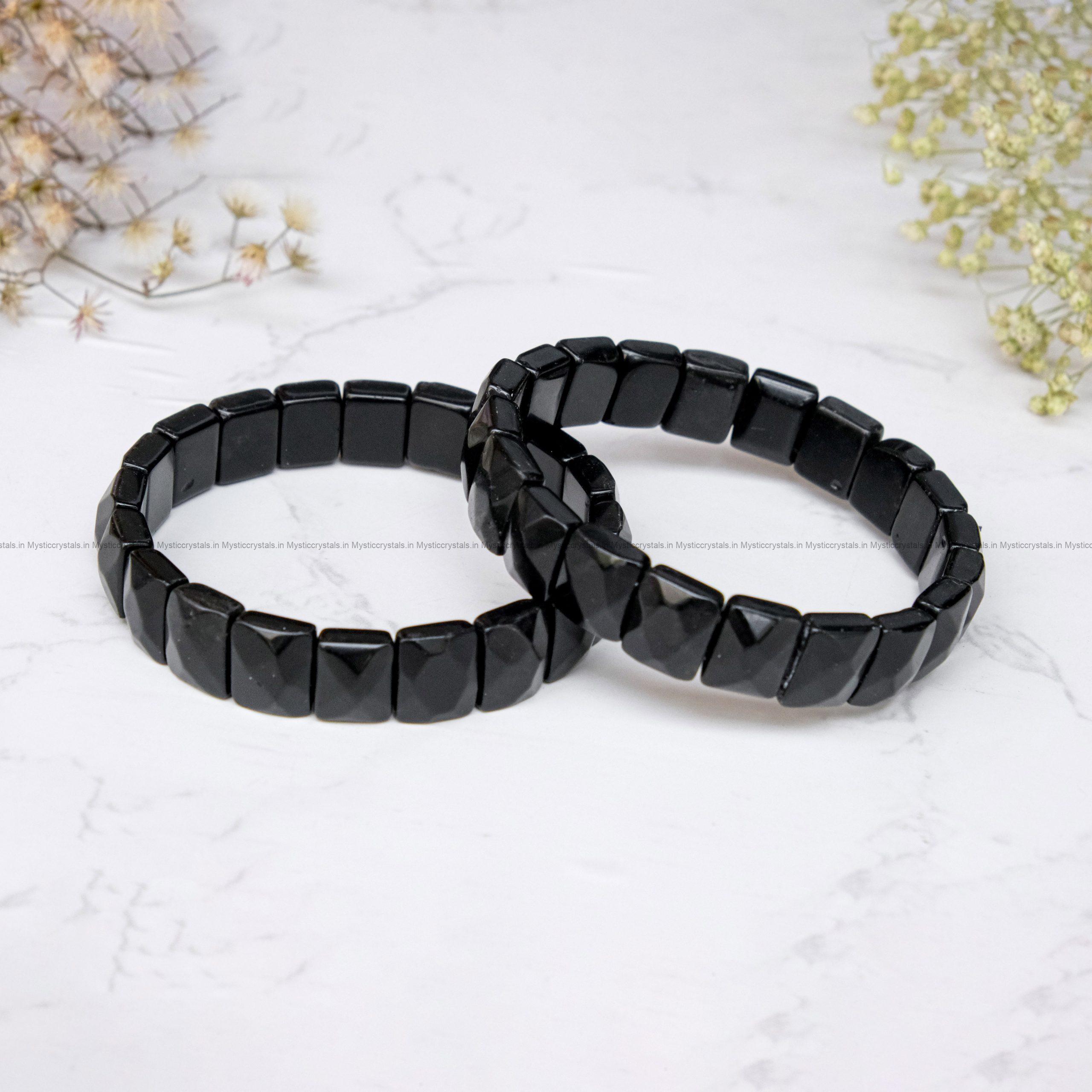 Black Obsidian Rectangle Faceted Bracelet