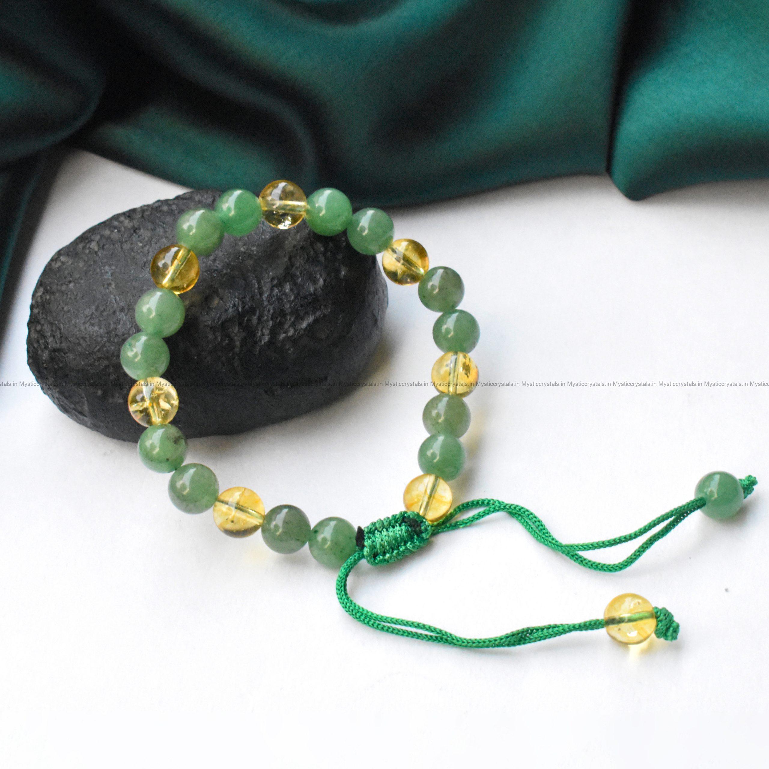 Citrine and Green Aventurine Combo Adjustable Bracelet