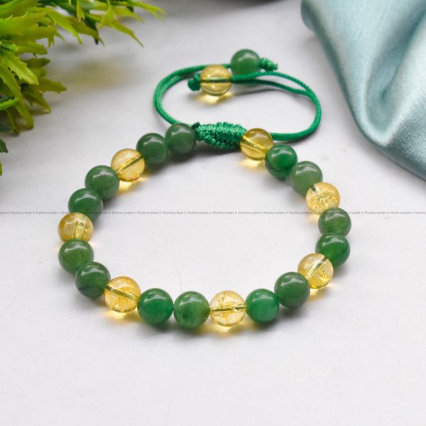 Citrine and Green Aventurine Combo Adjustable Bracelet