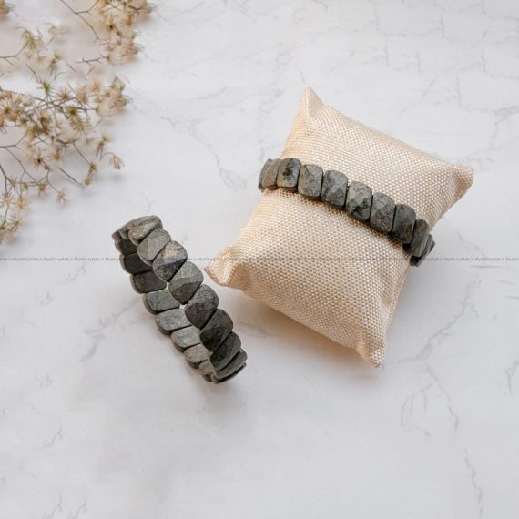 Golden Pyrite Rectangle Faceted Bracelet