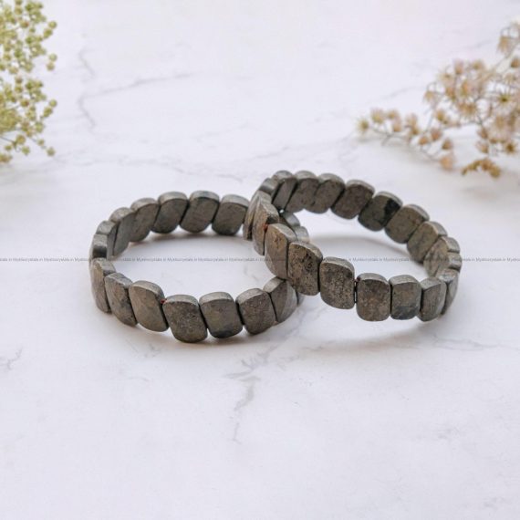 Golden Pyrite Rectangle Faceted Bracelet