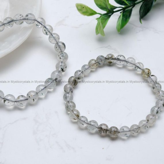 Premium Bracelet Green Black Biotite Mica With Quartz