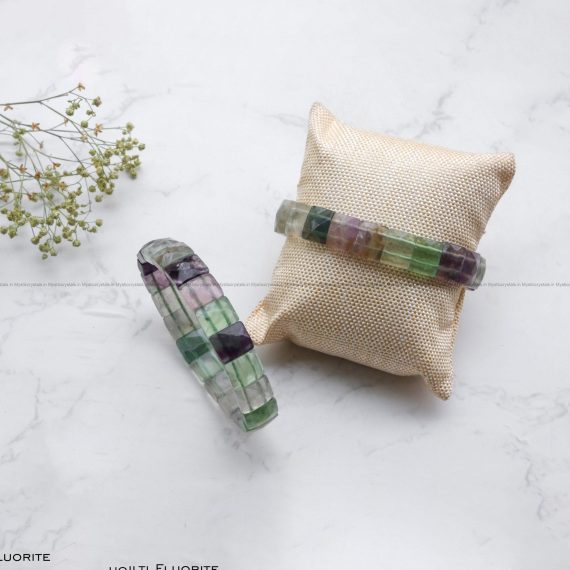 Multi Fluorite Rectangle Faceted Bracelet