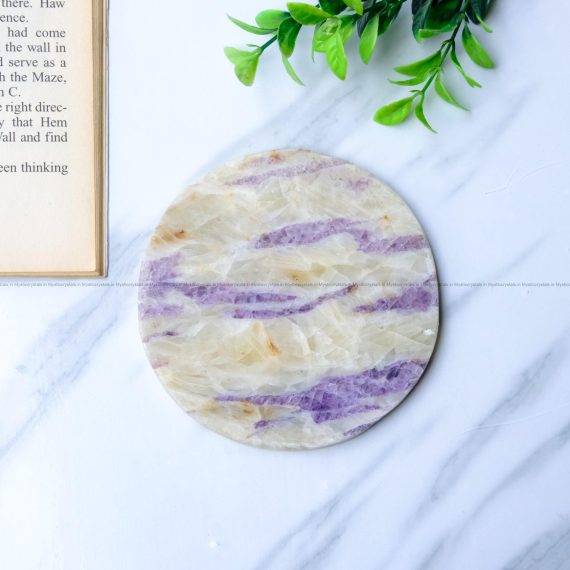 Yellow Calcite with Purple Fluorite Coaster