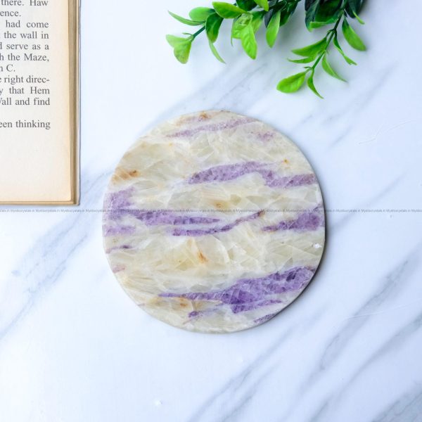 Yellow Calcite with Purple Fluorite Coaster