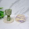 Yellow Calcite with Purple Fluorite Coaster