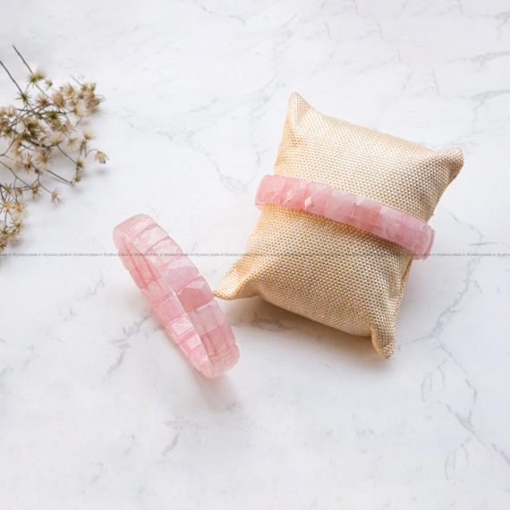 Rose Quartz Rectangle Faceted Bracelet
