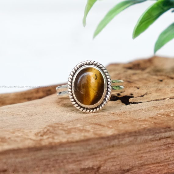 Tiger Eye Faceted Pure Silver Rings
