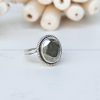 Golden Pyrite Faceted Pure Silver Ring