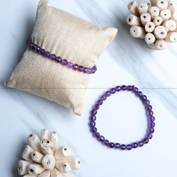 Amethyst 6mm Diamond Cut Bracelet
