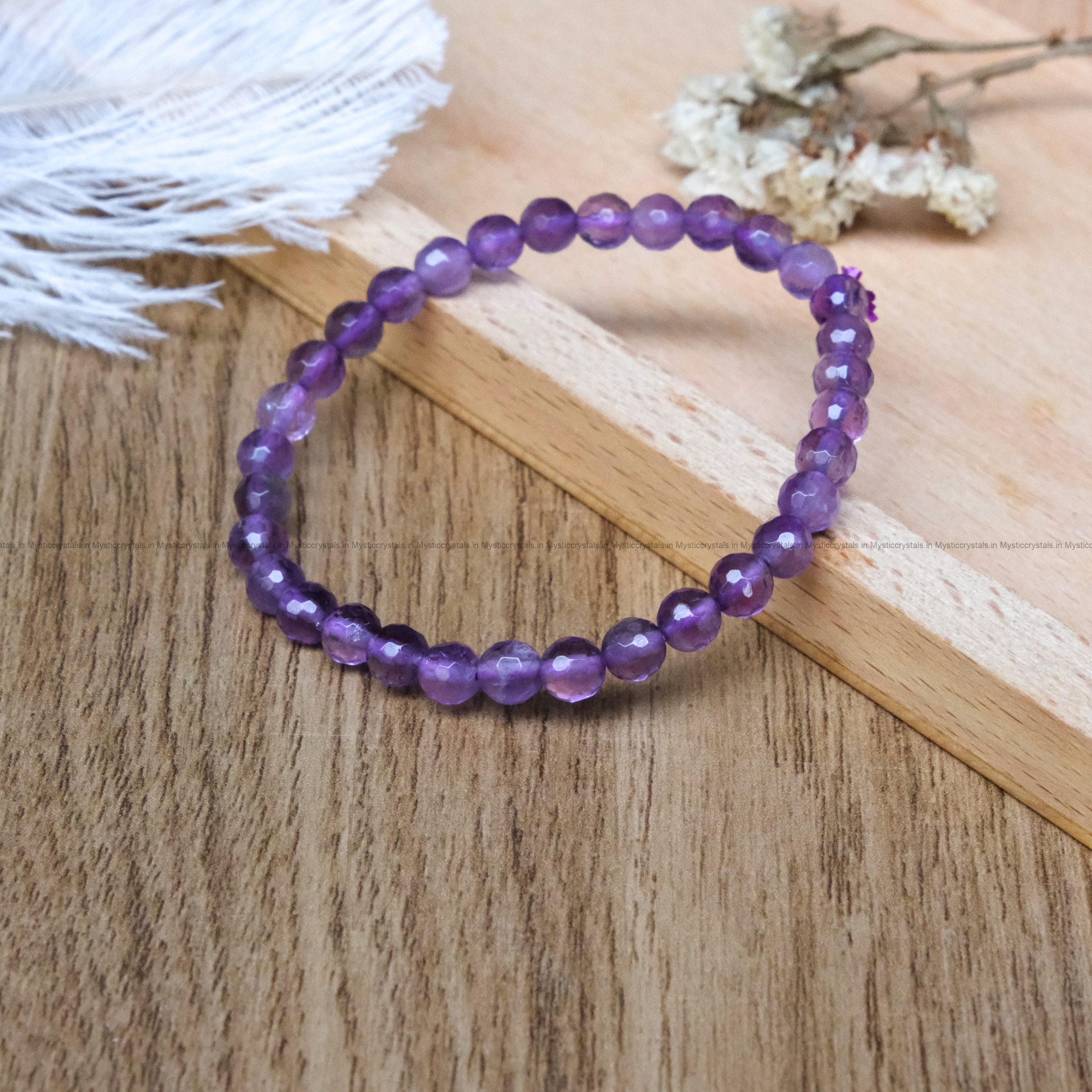 Amethyst 6mm Diamond Cut Bracelet