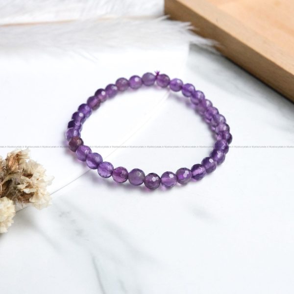 Amethyst 6mm Diamond Cut Bracelet - Image 2