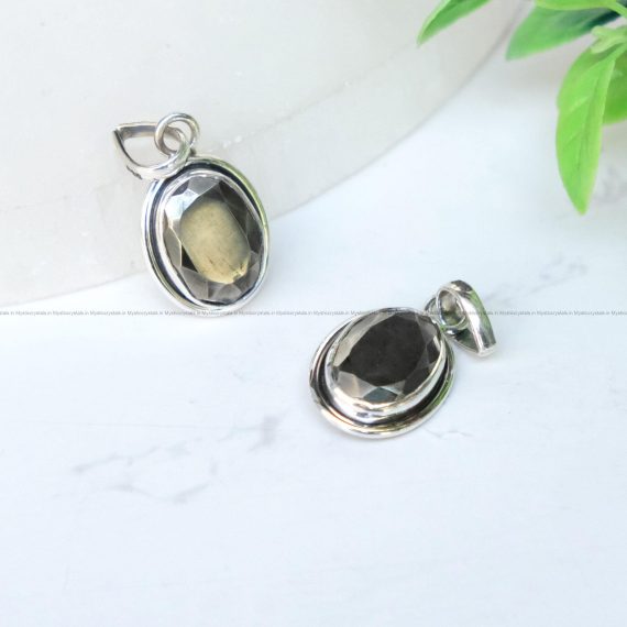 Golden Pyrite Faceted Pure Silver Pendants
