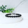 Black Obsidian Metallic Magnetic Bracelet