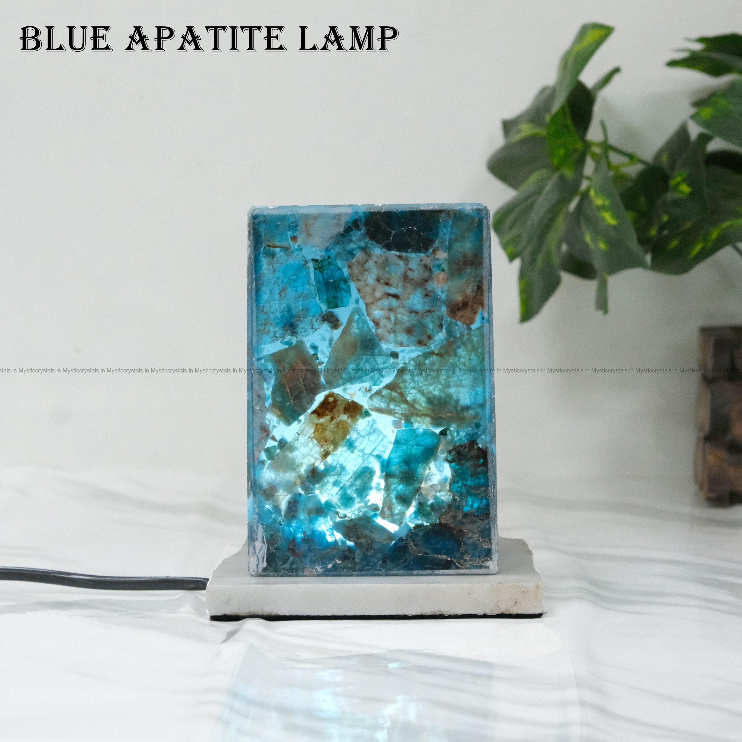 Blue Apatite Crystal Lamp