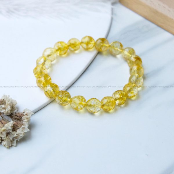 Citrine 10 mm Diamond Cut Bracelet