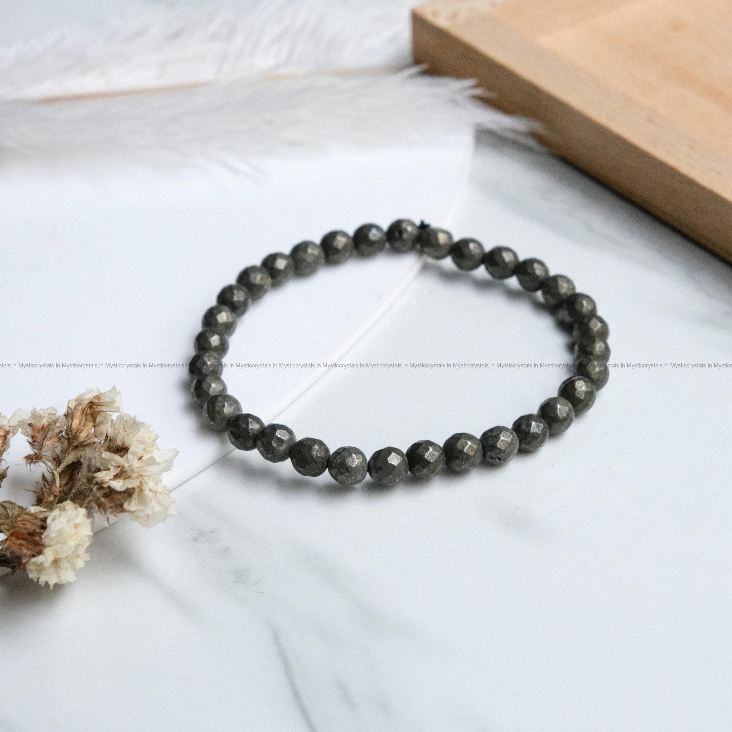 Golden Pyrite 6 mm Diamond Cut Bracelet