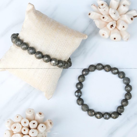 Golden Pyrite 10 mm Diamond Cut Bracelet