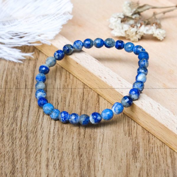 Lapis Lazuli 6 mm Diamond Cut Bracelet