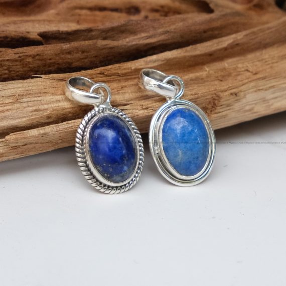 Lapis Lazuli Faceted Pure Silver Pendants