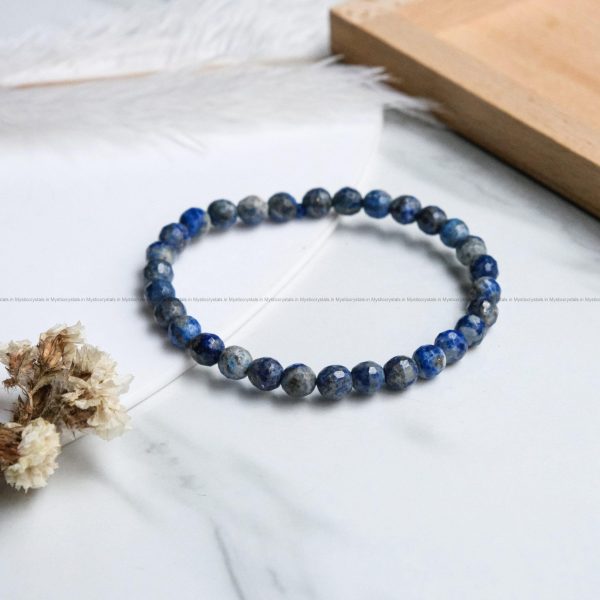 Lapis Lazuli 6 mm Diamond Cut Bracelet - Image 2