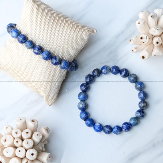 Lapis Lazuli 10 mm Diamond Cut Bracelet
