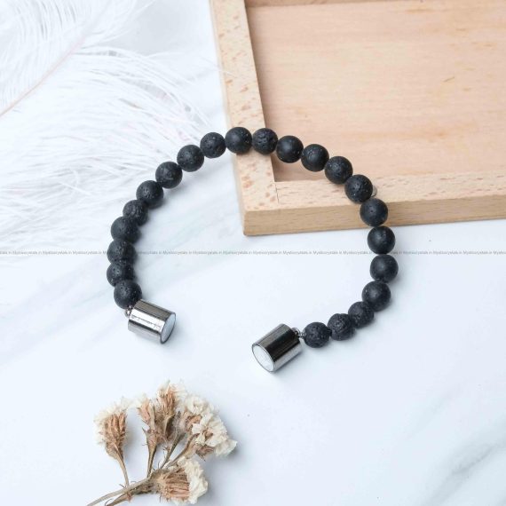 Lava Bead Metallic Magnetic Bracelet