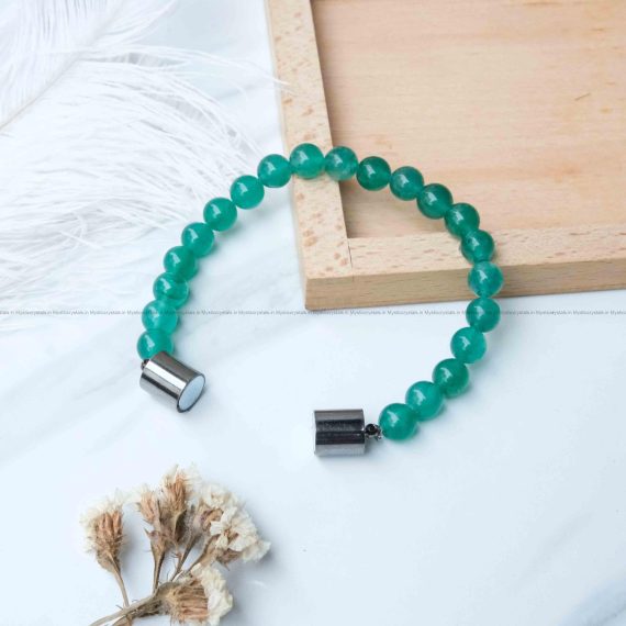 Green Aventurine (Light) Metallic Magnetic Bracelet