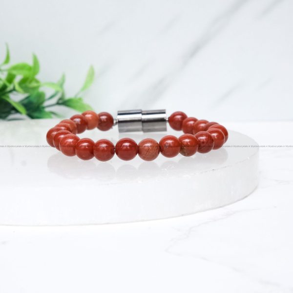 Red Jasper Metallic Magnetic Bracelet