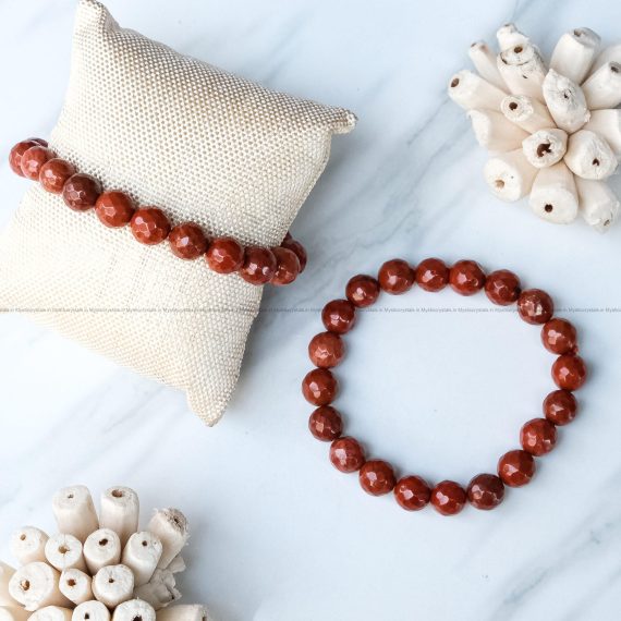 Red Jasper 10 mm Diamond Cut Bracelet