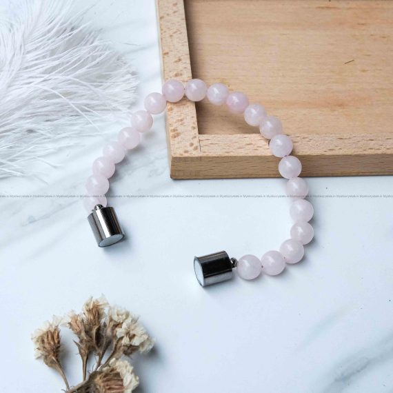 Rose Quartz Metallic Magnetic Bracelet