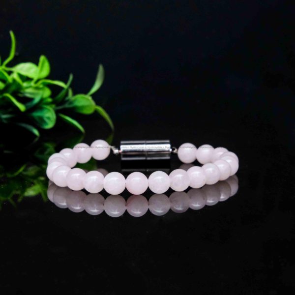 Rose Quartz Metallic Magnetic Bracelet