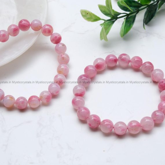 Premium Sakura Rhodonite in Quartz Bracelet