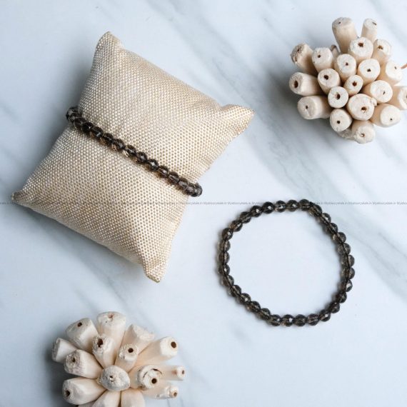 Smoky Quartz 6 mm Diamond Cut Bracelet