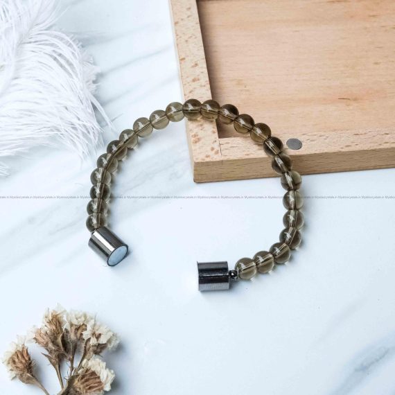 Smoky Quartz Metallic Magnetic Bracelet