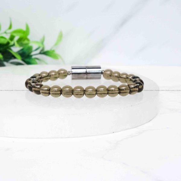 Smoky Quartz Metallic Magnetic Bracelet